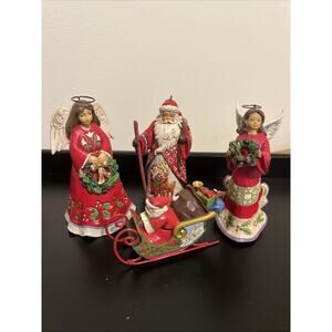 Set Of 4 Jim Shore Christmas Ornaments Heartwood Creek Santa Angels